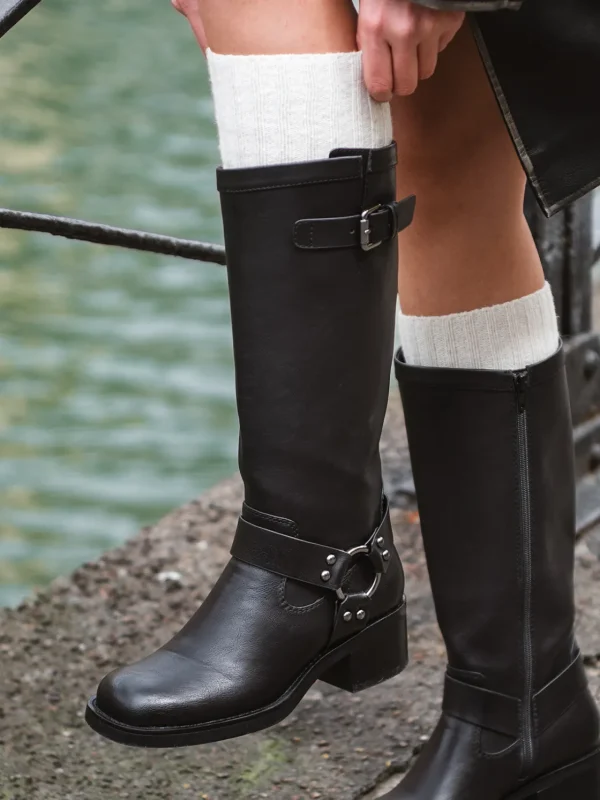 Roberto Rosso Skoletter Og Boots>Camperos High Bikerboot Black