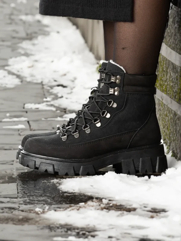 Roberto Rosso Vintersko | Skoletter Og Boots>Combat Leather Boot Warm Black