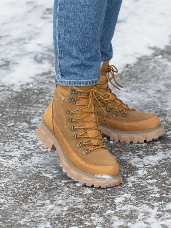 Roberto Rosso Vintersko | Skoletter Og Boots>Combat Leather Boot Warm Tan