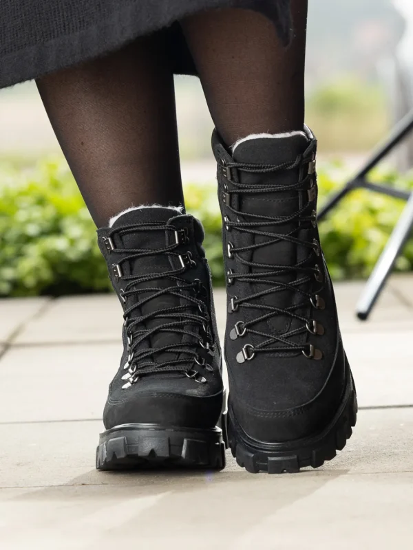 Roberto Rosso Vintersko | Skoletter Og Boots>Combat Leather Boot Warm Black
