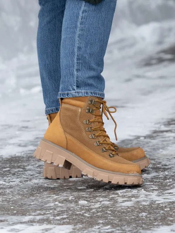 Roberto Rosso Vintersko | Skoletter Og Boots>Combat Leather Boot Warm Tan