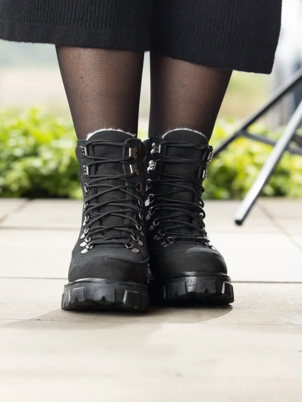 Roberto Rosso Vintersko | Skoletter Og Boots>Combat Leather Boot Warm Black