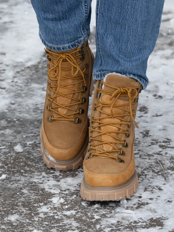Roberto Rosso Vintersko | Skoletter Og Boots>Combat Leather Boot Warm Tan