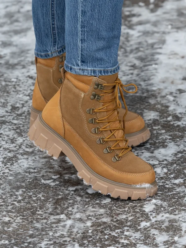 Roberto Rosso Vintersko | Skoletter Og Boots>Combat Leather Boot Warm Tan