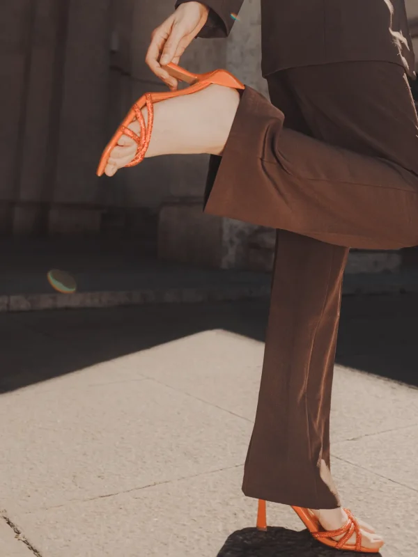 Roberto Rosso Pensko>Fiola Orange Høyhælte Pumps