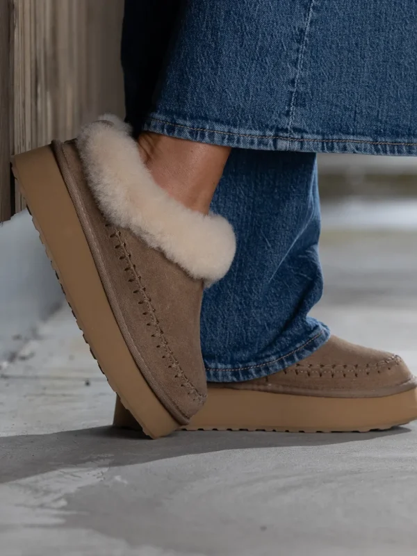 Jean Paul Vintersko | Tøfler>– Taissy Suede Fur Feather Grey