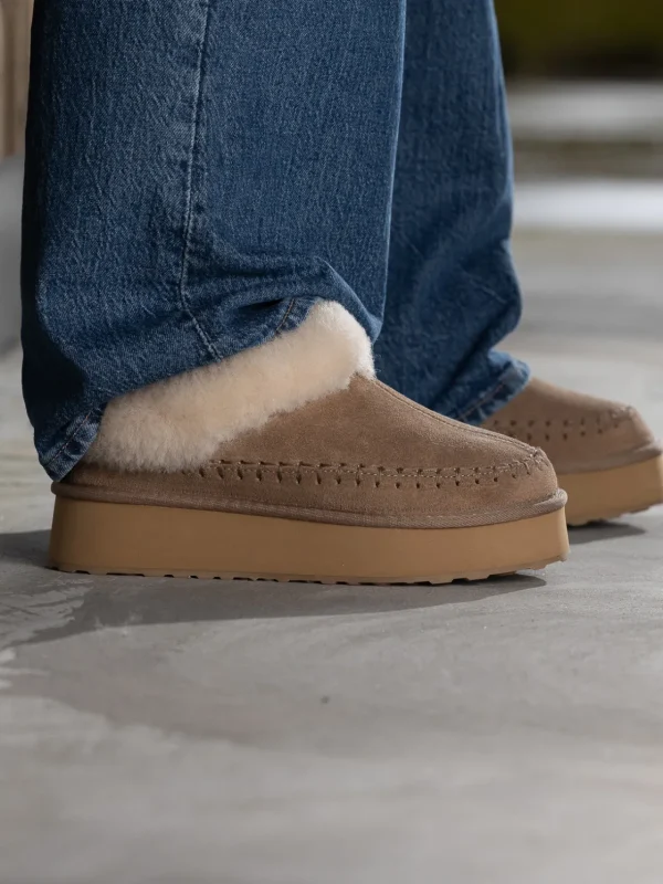 Jean Paul Vintersko | Tøfler>– Taissy Suede Fur Feather Grey