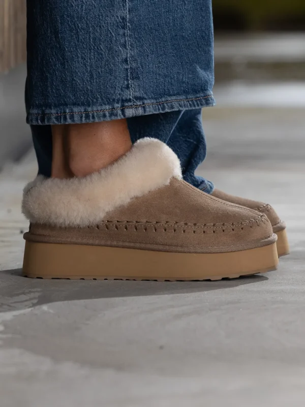Jean Paul Vintersko | Tøfler>– Taissy Suede Fur Feather Grey