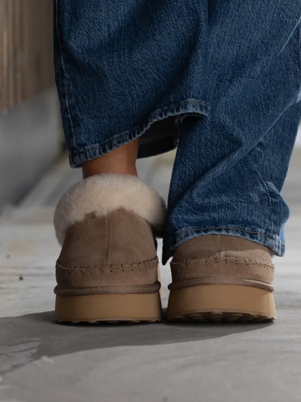 Jean Paul Vintersko | Tøfler>– Taissy Suede Fur Feather Grey