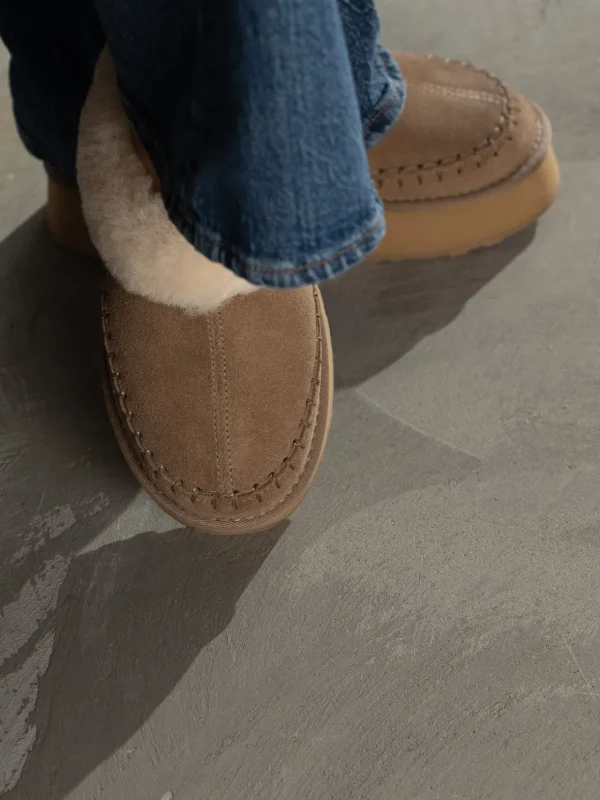 Jean Paul Vintersko | Tøfler>– Taissy Suede Fur Feather Grey