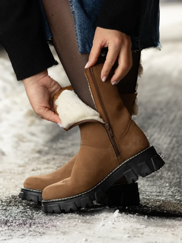 Roberto Rosso Vintersko | Skoletter Og Boots>Monto Vinterstøvel Saueskinn Camel