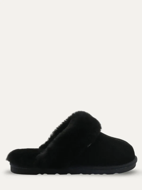 Roberto Rosso Tøfler>Sheepskin Slipper Black