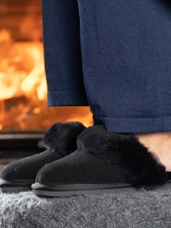 Roberto Rosso Tøfler>Sheepskin Slipper Black