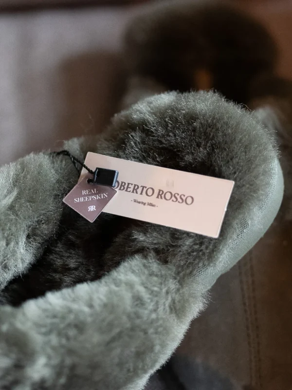 Roberto Rosso Tøfler>Sheepskin Slipper Green